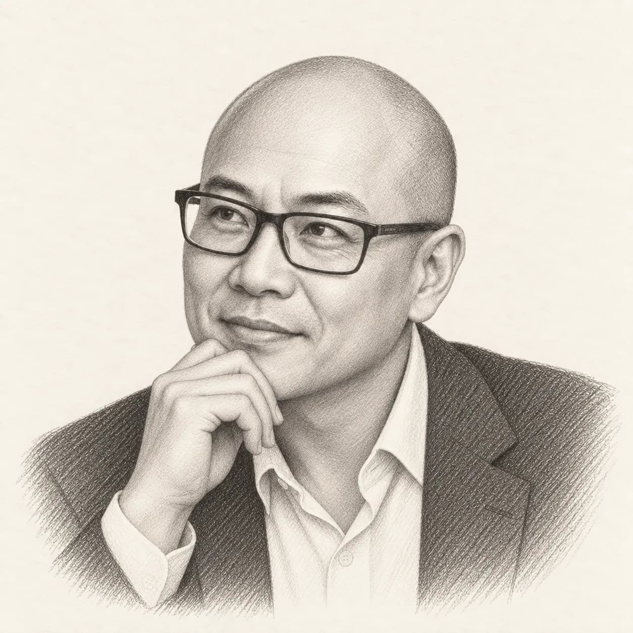 Illustrative pencil portrait for Allen; not a photo-verified likeness.