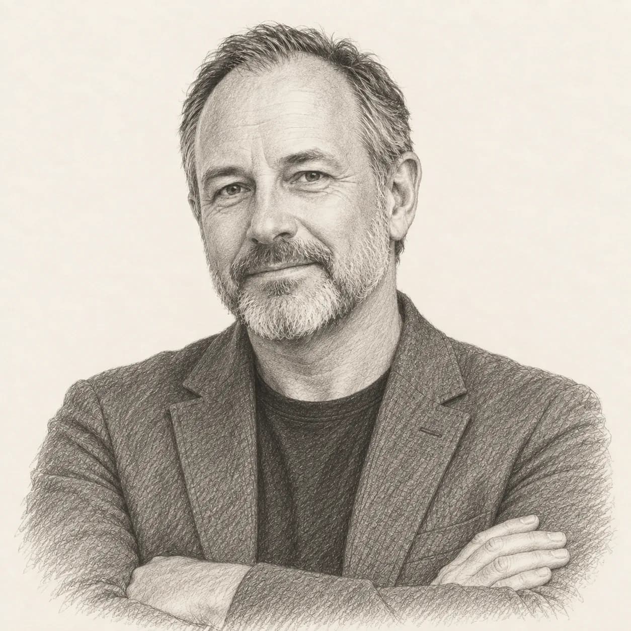 Illustrative pencil portrait for Bryan; not a photo-verified likeness.
