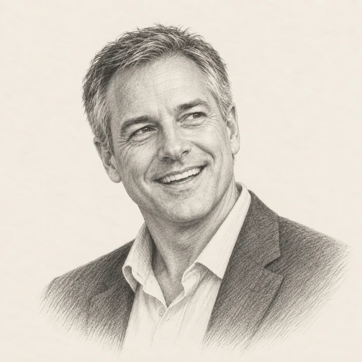 Illustrative pencil portrait for James; not a photo-verified likeness.