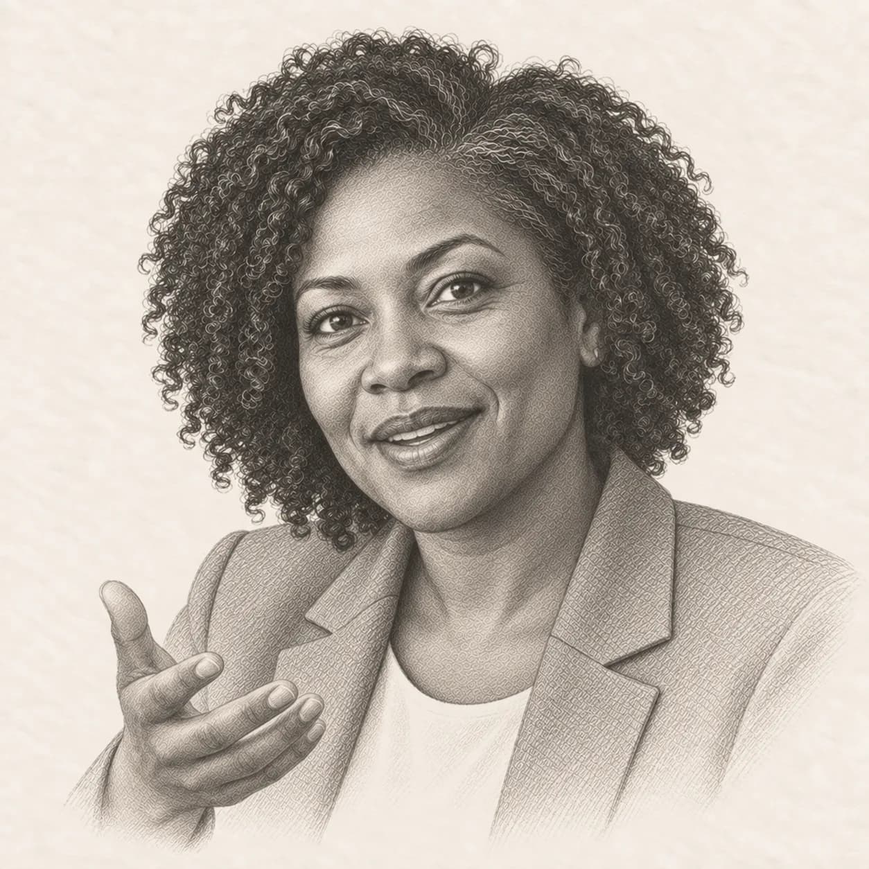 Illustrative pencil portrait for Lauren; not a photo-verified likeness.